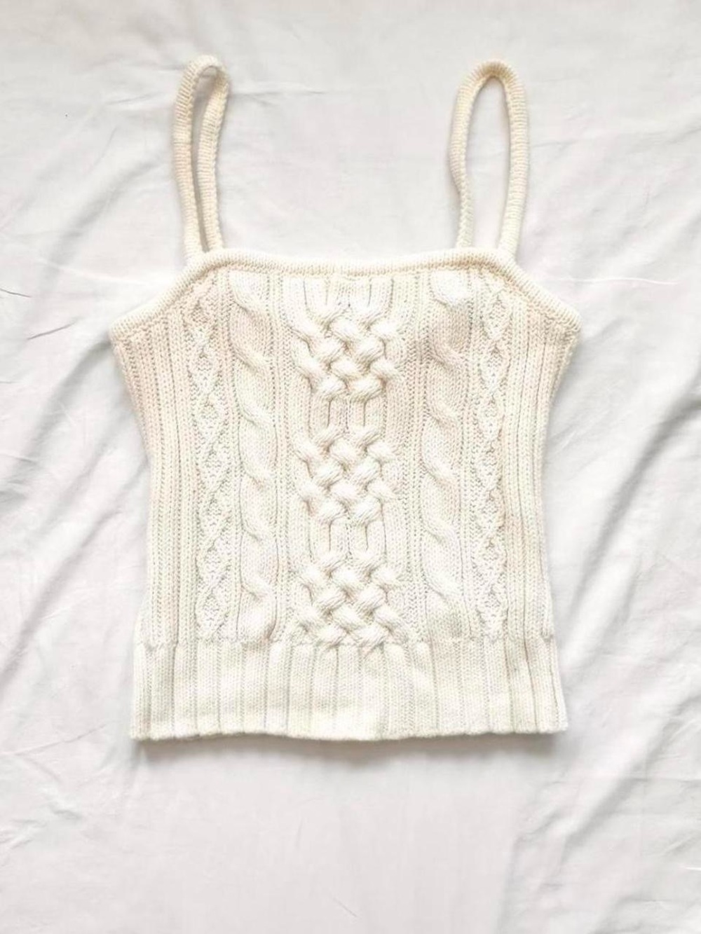 Classic Tommy Hilfiger Cream Cable Knit Ivory Tank Top